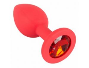 Korek analny Colorful Joy czerwony z klejnotem 7 cm